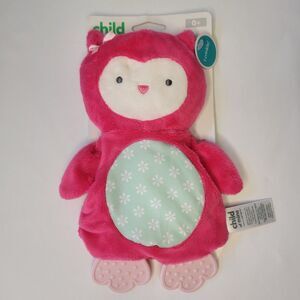 2015 Carters Child Mine Pink Plush Owl Cuddle Pal Baby Lovey Teether Crinkle Toy